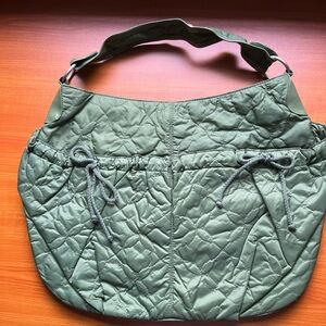 Women's green quilted nylon Hobo bag.  New
